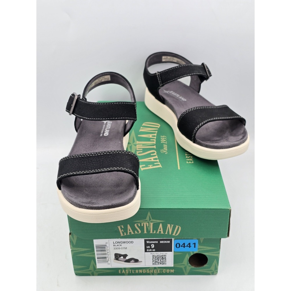 NEW Eastland Women's Longwood Black Backstrap Slide Sandal Sz 9 M